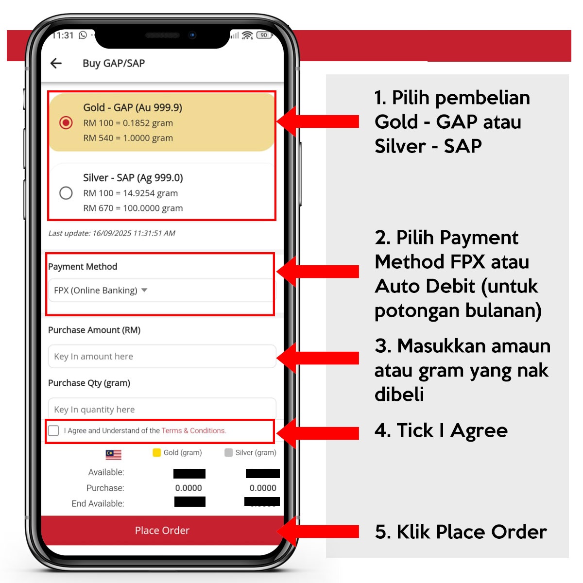 Steps for buying GAP gold via FPX